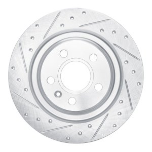 Volvo XC40 Brake Rotor (1) - Rear Left - R1 Concepts - Drilled & Slotted - Silver - `19-`25